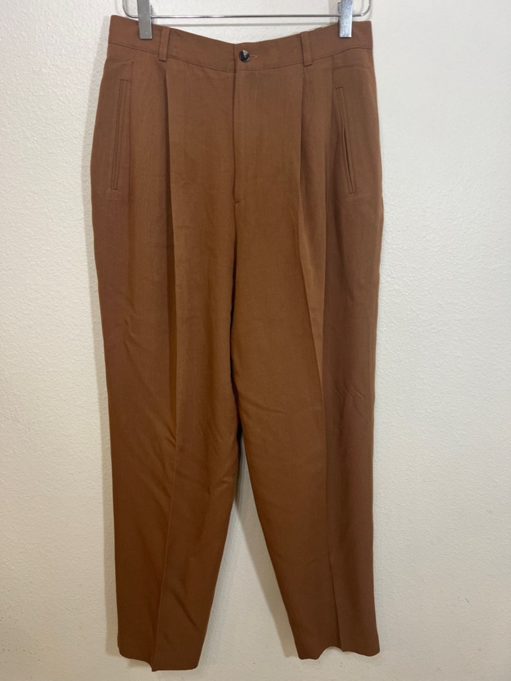 Vintage Forenza Pleated Trousers Brown Wool Blend High Rise Straight Leg Size 12